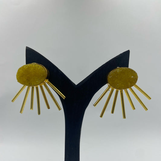 Gold plated earrings SOL with yellow quartz-1
