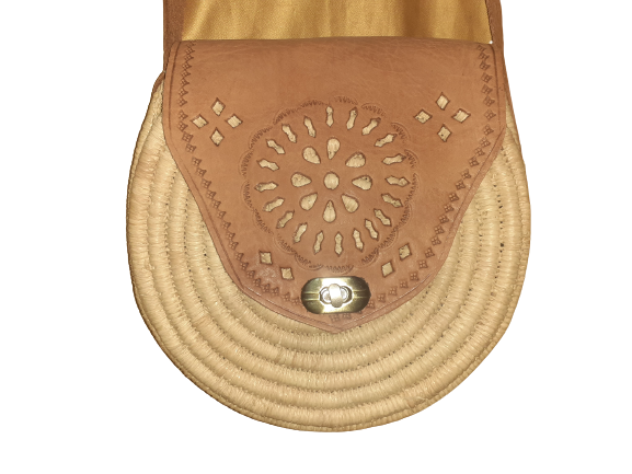 Bolso redondo paja-y cuero-4