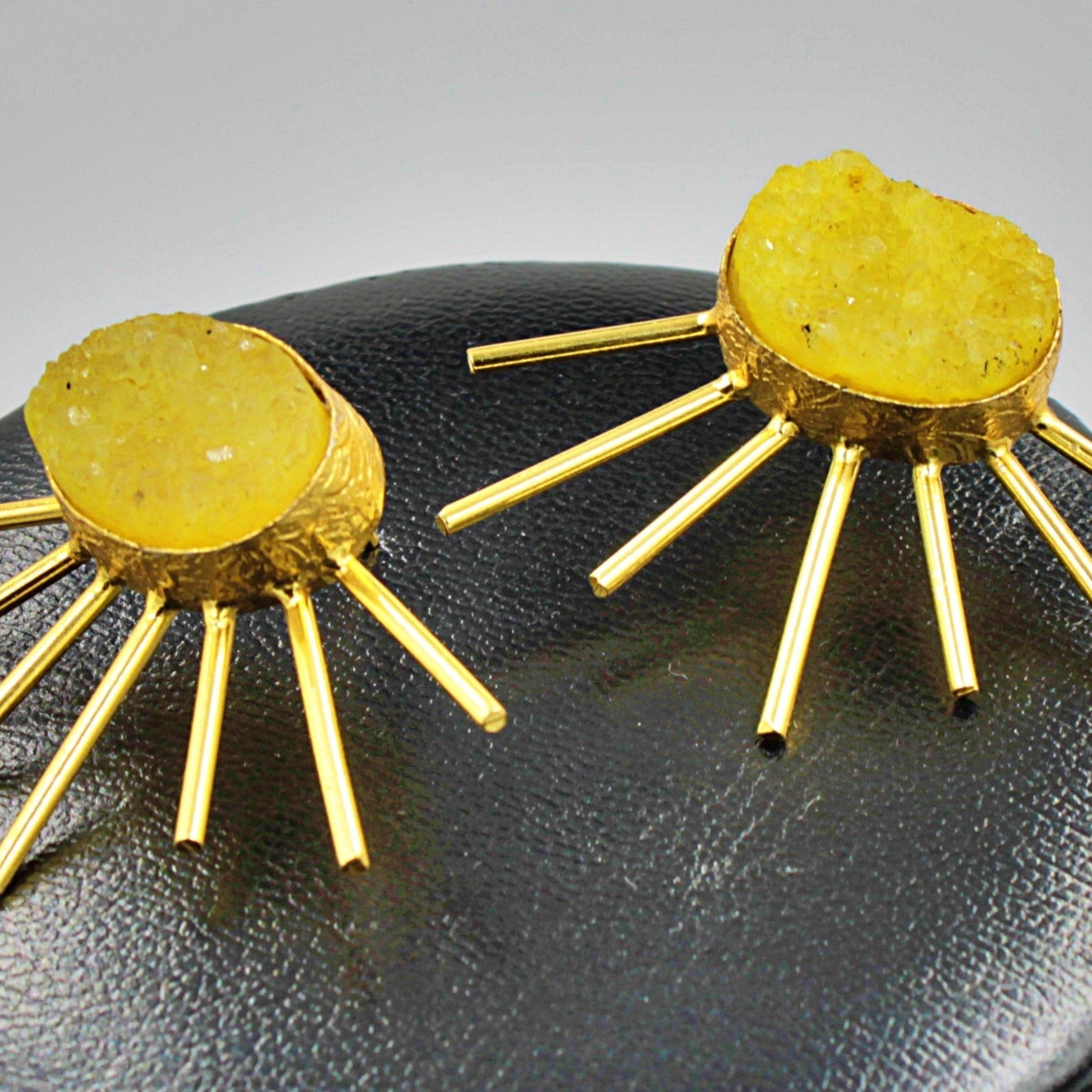 Gold plated earrings SOL with yellow quartz-3