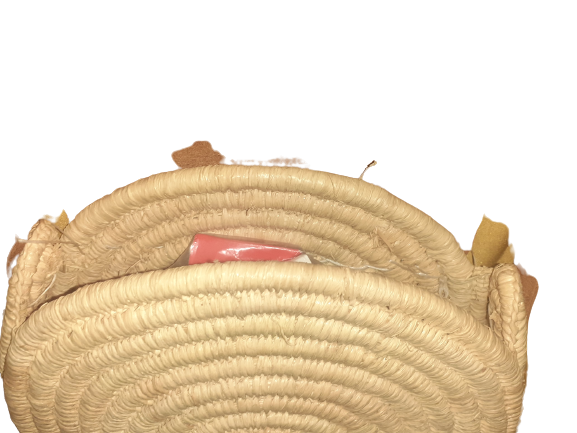 Bolso redondo paja-y cuero-5