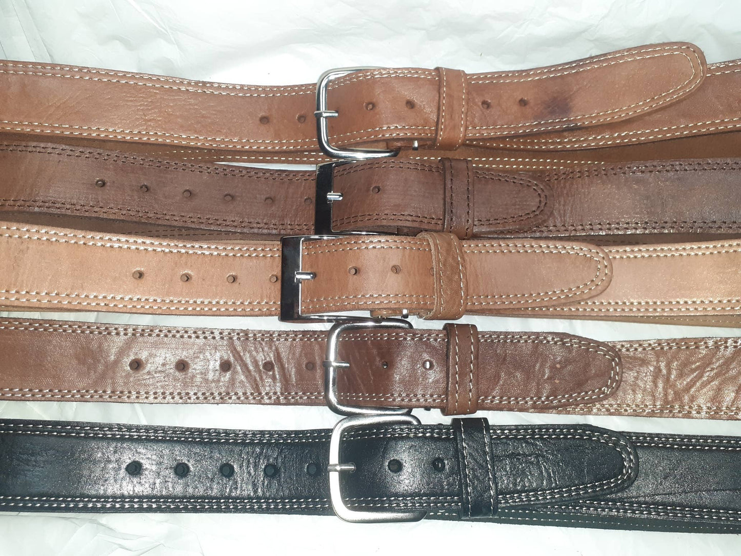 Cinturón hombre liso doble hilo-0