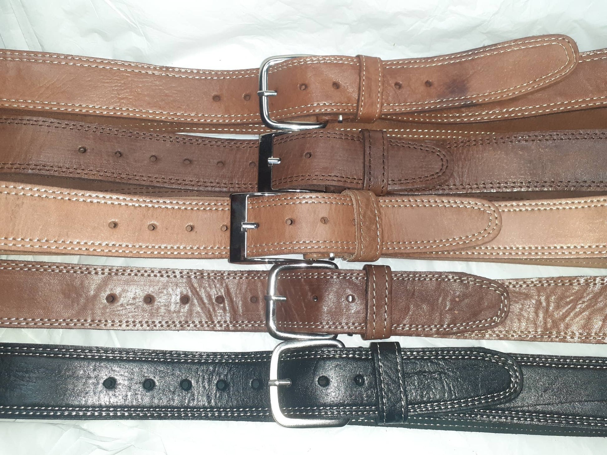 Cinturón hombre liso doble hilo-0