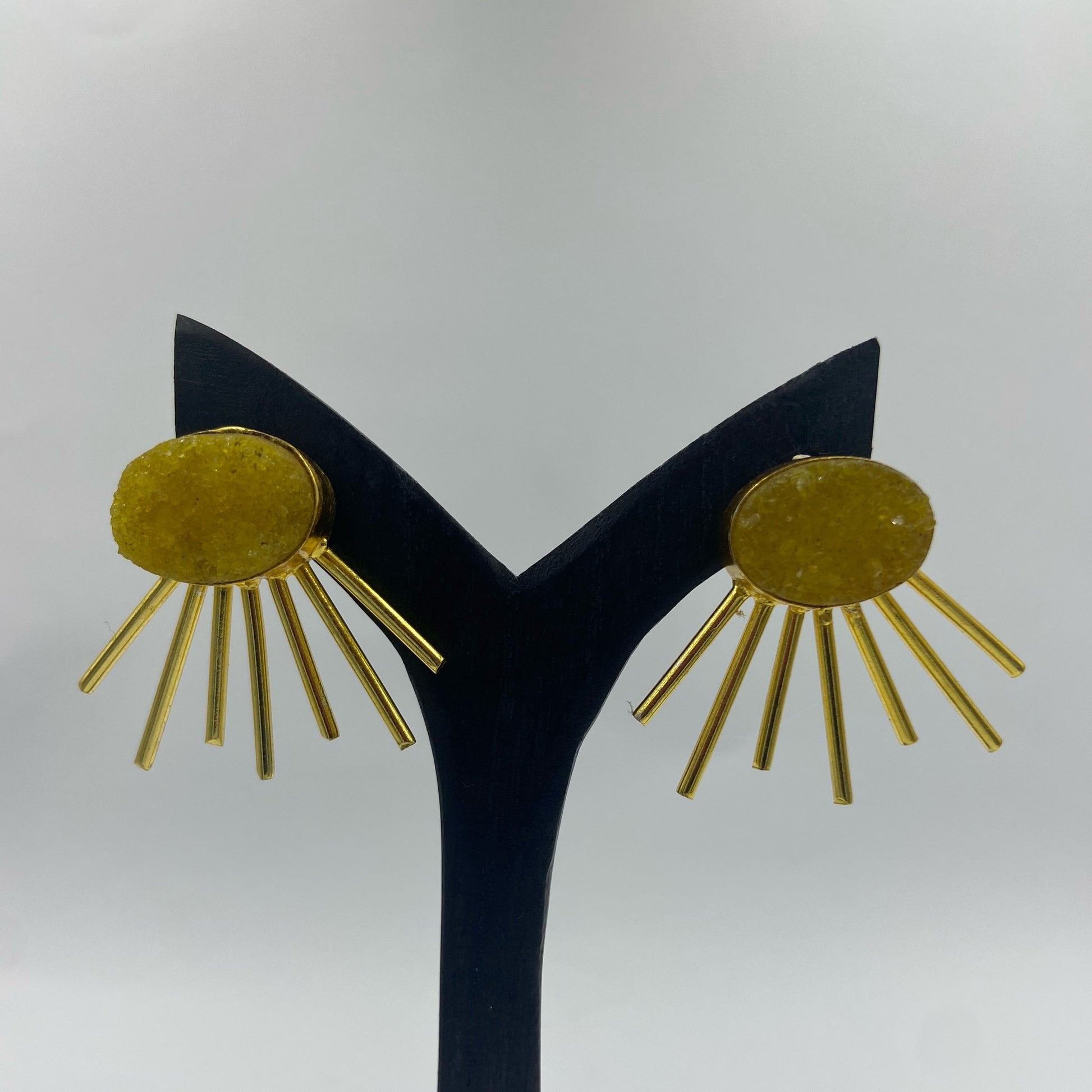 Gold plated earrings SOL with yellow quartz-1