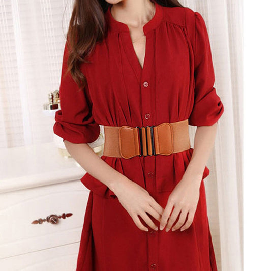 Women Belt Stretch Wide Waist Belts Metal Buckle Leather Strap Female Apparel Accessories Dress Waist Summer ceinture femme #L20-1